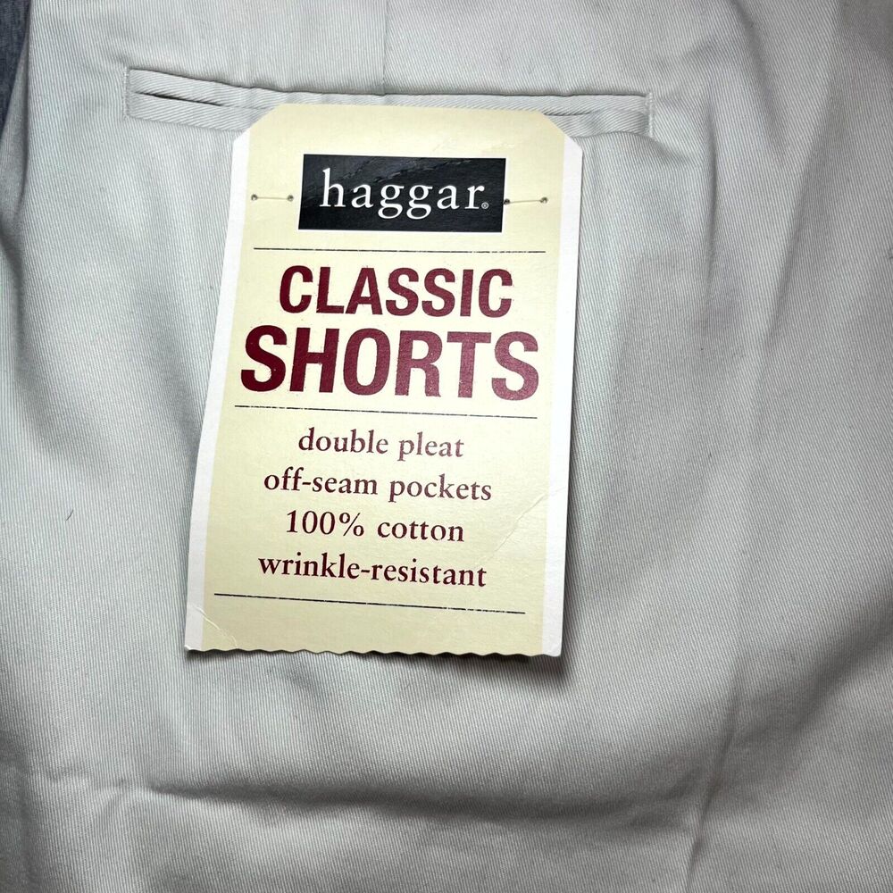 NWT HAGGAR Classic Cargo Shorts Double Pleat Beige Khaki 100% Cotton Size 36W - Picture 6 of 11